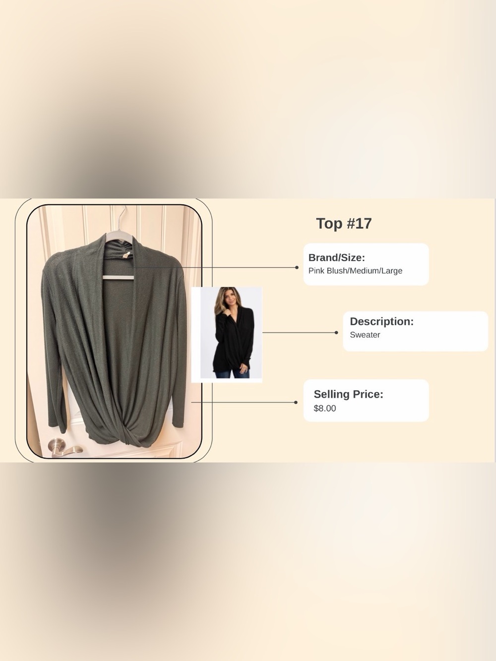 Pinkblush maternity Black Draped Front Women’s Sweater